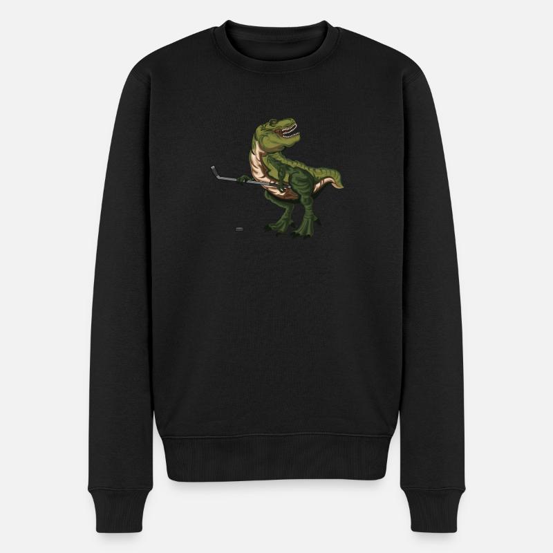 Dinosaurier Hockeyschläger Puck Trex Dino Trex Lift - Männer Premium Bio Pullover - Schwarz