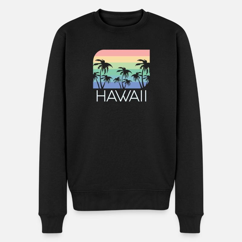 Hawaii Art Surf Beach Vintage Hawaiian Beach Maui - Männer Premium Bio Pullover - Schwarz