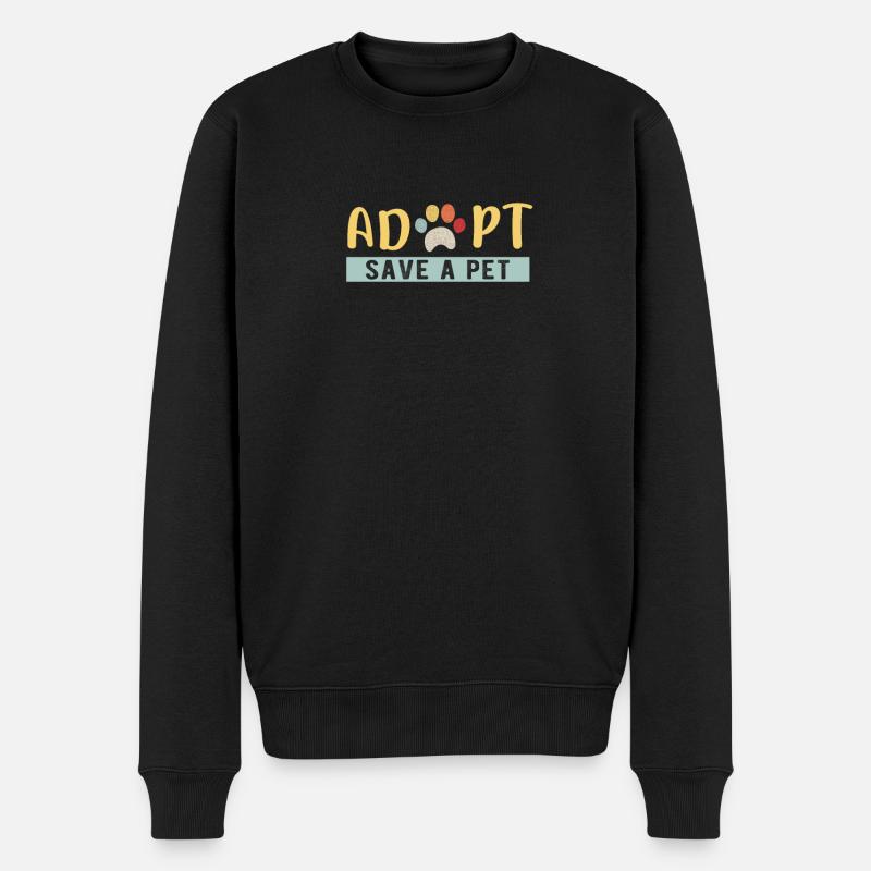 Adoptieren Sie Save a Pet Cat und Dog Animals Rescue - Männer Premium Bio Pullover - Schwarz