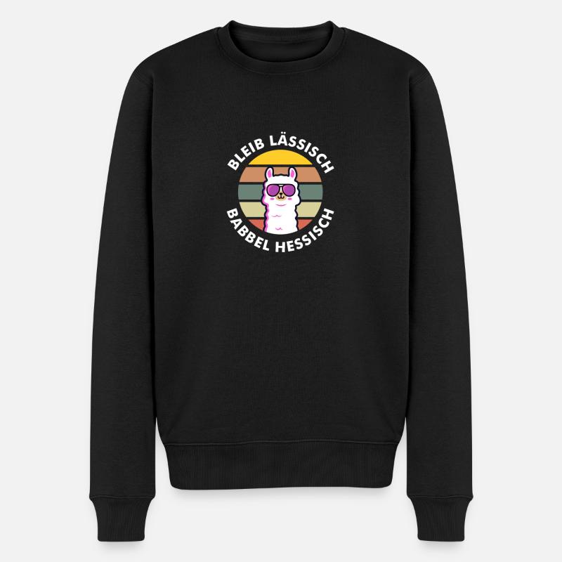 Bleib lässisch babbel hessisch - Männer Premium Bio Pullover - Schwarz