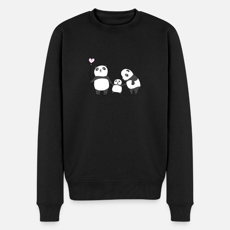 Famille de panda Promenade - Pull Premium bio Homme - noir