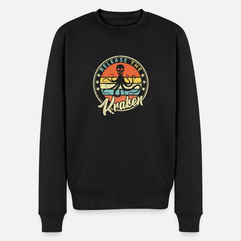 Libérez le Kraken - Retro Kraken Meme - Pull Premium bio Homme - noir