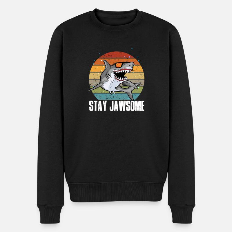 Stay Jawsome Haifisch Kiefer agressiver Meeresbewo - Männer Premium Bio Pullover - Schwarz