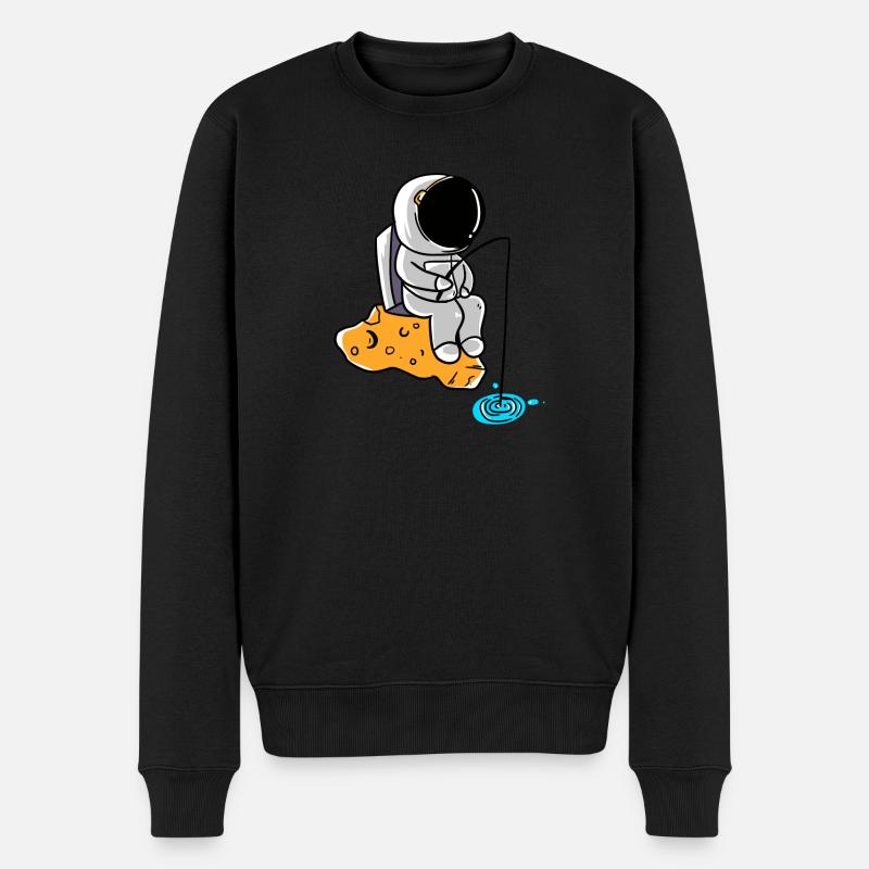 Fishing Astronaut - Astronaut Angler im Weltall - Männer Premium Bio Pullover - Schwarz