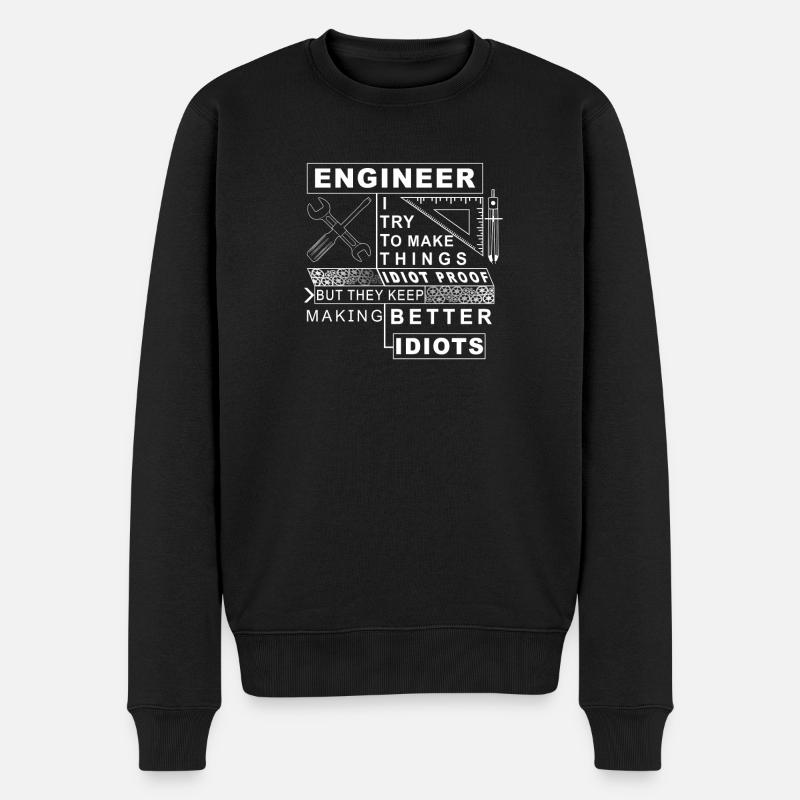 IDIOT PROOF - Mécanicien Ingénieur Idiot Proof - Pull Premium bio Homme - noir