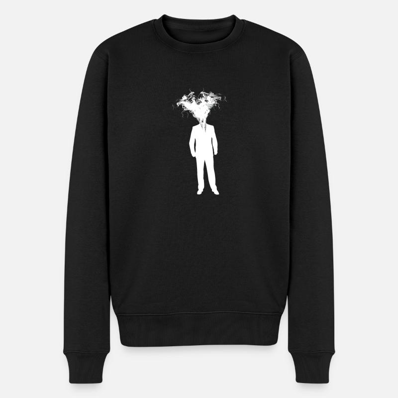 Teufel im Anzug - Männer Premium Bio Pullover - Schwarz