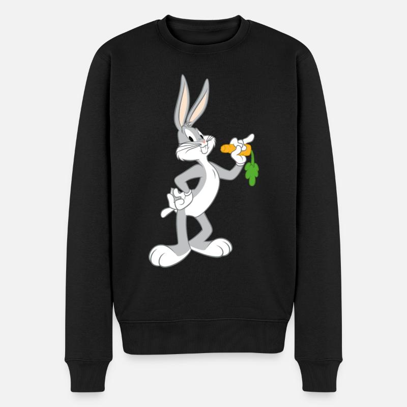 Looney Tunes Bugs Bunny Vintage Pose Karotte - Männer Premium Bio Pullover - Schwarz