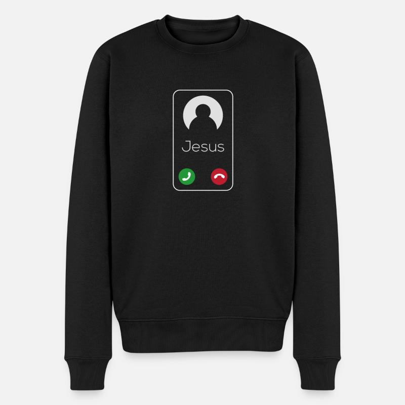 Jesus ruft - Männer Premium Bio Pullover - Schwarz