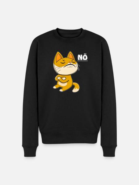 144 KATZE NEIN - Männer Premium Bio Pullover - Schwarz