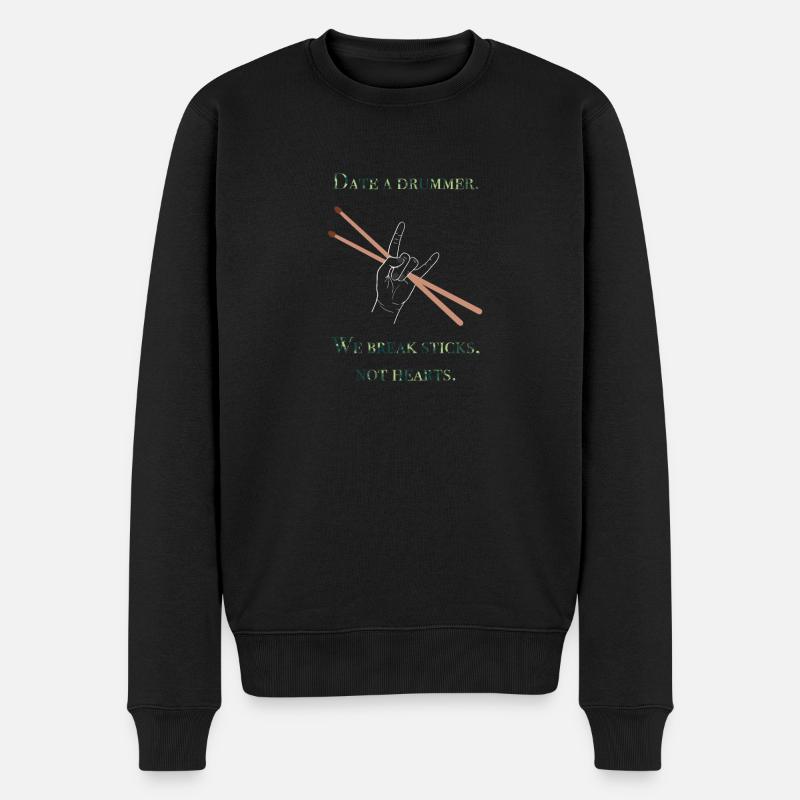 Date Schlagzeuger Schlagzeug drummer band geschenk - Männer Premium Bio Pullover - Schwarz