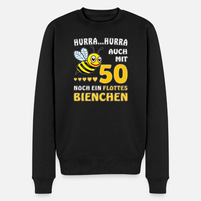 BIENE HURRA...HURRA AUCH MIT 50 - Männer Premium Bio Pullover - Schwarz