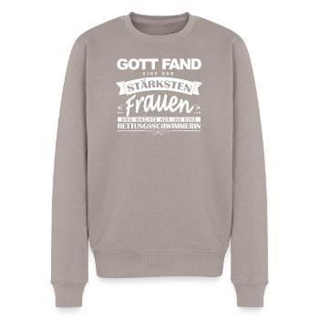 Rettungsschwimmer - Starke Frau - Männer Premium Bio Pullover - Taupe - Vorne - Nico (187cm)