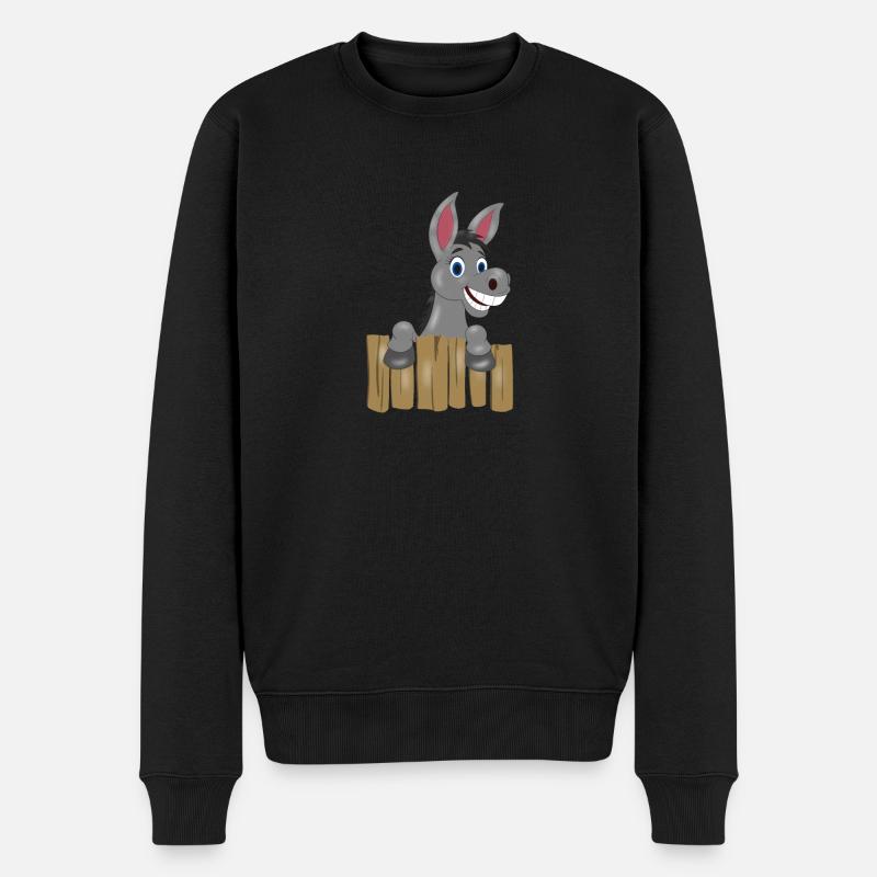 Esel Cartoon Tier Bauernhof comic Geschenk lustig - Männer Premium Bio Pullover - Schwarz