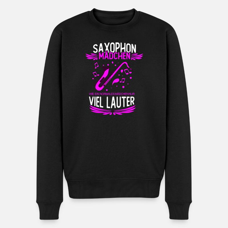 Saxophon Mädchen Musiker Trompeter Instrument - Männer Premium Bio Pullover - Schwarz