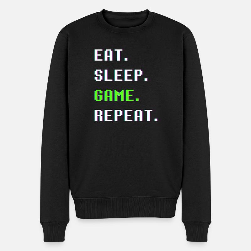 Eat Sleep Game Répéter - Pull Premium bio Homme - noir