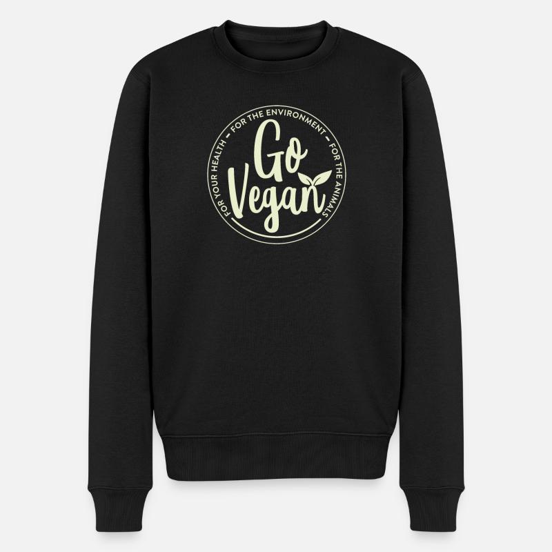 Go Vegan Lustige Veggie Gesundheit - Männer Premium Bio Pullover - Schwarz