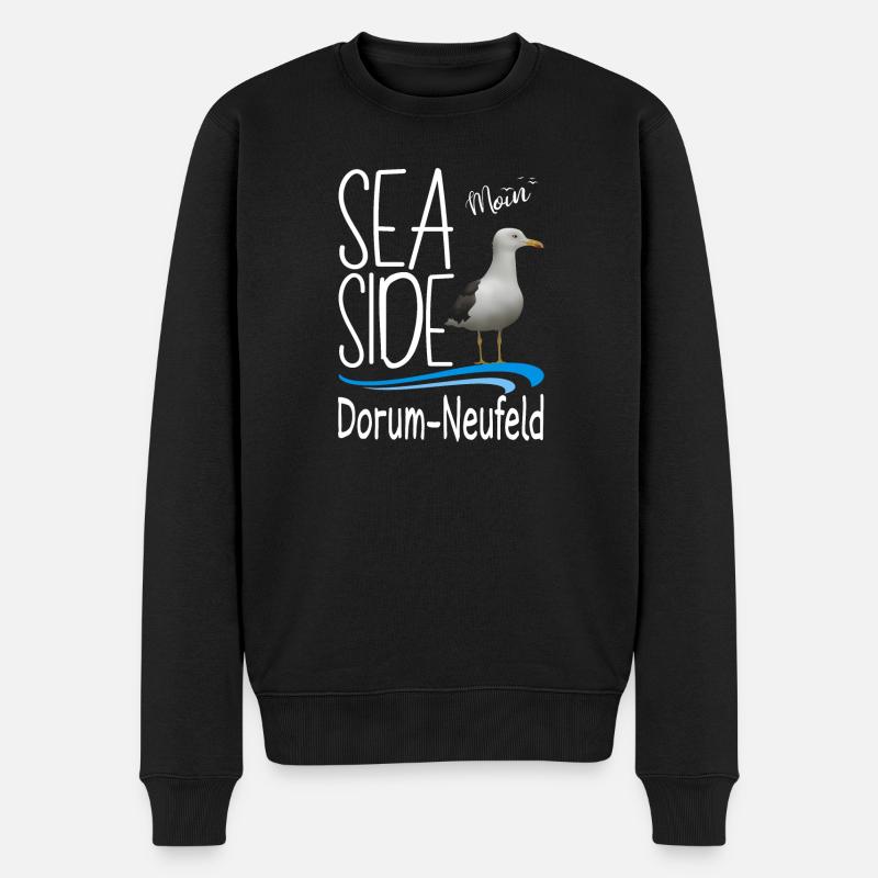 Moin Dorum-Neufeld Wurster Nordseeküste Möwe - Männer Premium Bio Pullover - Schwarz