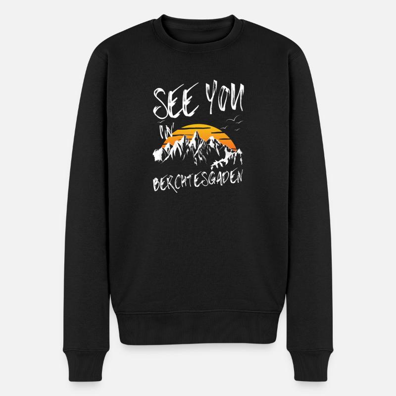 Berchtesgaden Skifahren Berg Snowboarden - Männer Premium Bio Pullover - Schwarz