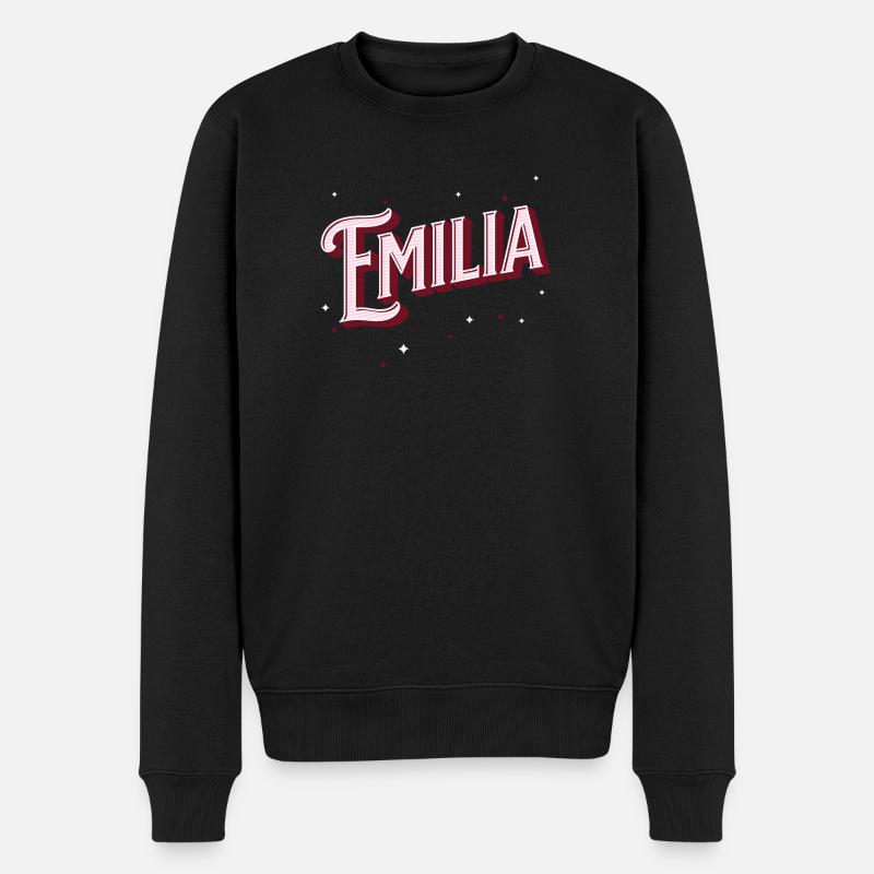Emilia Namen personalisiert - Männer Premium Bio Pullover - Schwarz