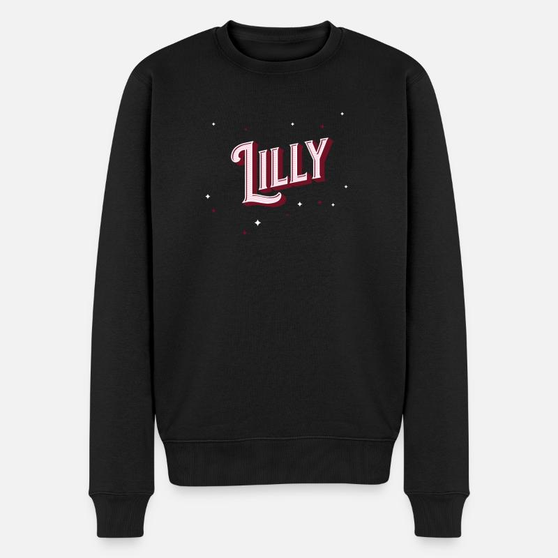 Lilly Namen personalisiert - Männer Premium Bio Pullover - Schwarz