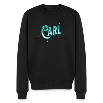 Carl Namen personalisiert - Männer Premium Bio Pullover - Schwarz - Vorne - Nico (187cm)