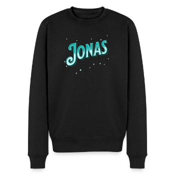 Jonas Namen personalisiert - Männer Premium Bio Pullover - Schwarz - Vorne - Nico (187cm)