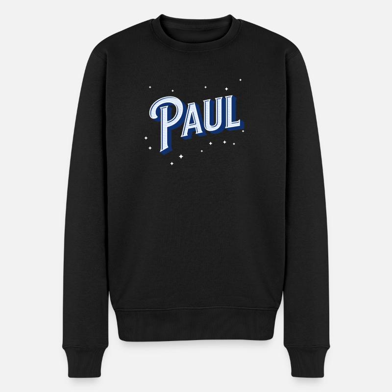 Paul Namen personalisiert - Männer Premium Bio Pullover - Schwarz