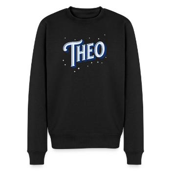 Theo Namen personalisiert - Männer Premium Bio Pullover - Schwarz - Vorne - Nico (187cm)