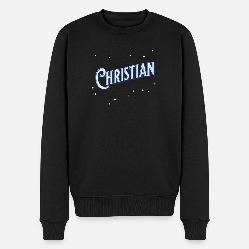 Christian Namen personalisiert - Männer Premium Bio Pullover - Schwarz