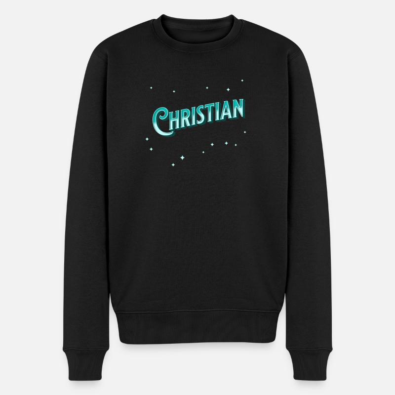 Christian Namen personalisiert - Männer Premium Bio Pullover - Schwarz