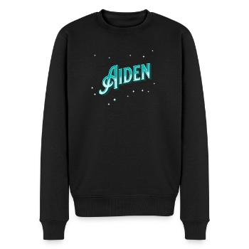 Aiden Namen personalisiert - Männer Premium Bio Pullover - Schwarz - Vorne - Nico (187cm)