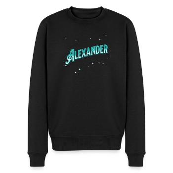 Alexander Namen personalisiert - Männer Premium Bio Pullover - Schwarz - Vorne - Nico (187cm)
