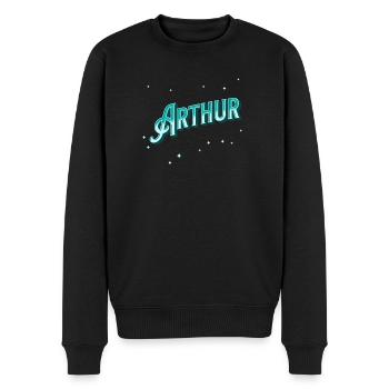 Noms Arthur personnalisés - Pull Premium bio Homme - noir - Devant - Nico (187cm)