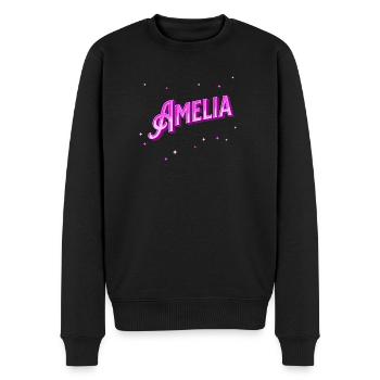 Amelia Namen personalisiert - Männer Premium Bio Pullover - Schwarz - Vorne - Nico (187cm)