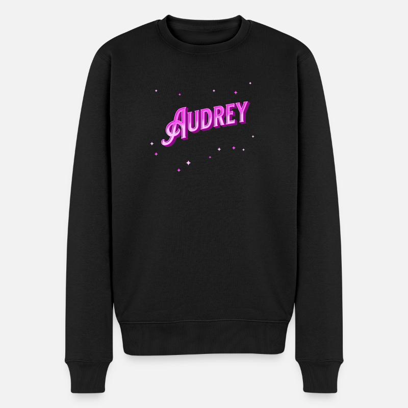 Audrey Namen personalisiert - Männer Premium Bio Pullover - Schwarz