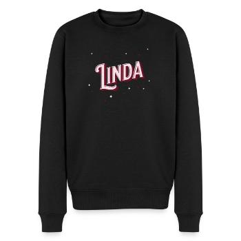 Prénom Linda personnalisé - Pull Premium bio Homme - noir - Devant - Nico (187cm)