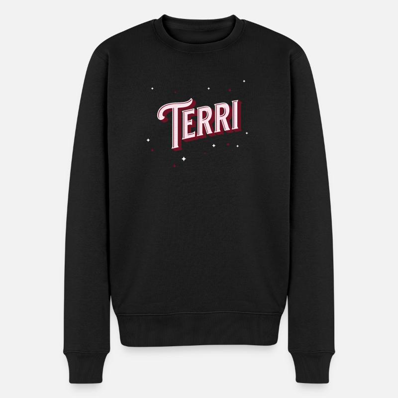 Terri Namen personalisiert - Männer Premium Bio Pullover - Schwarz
