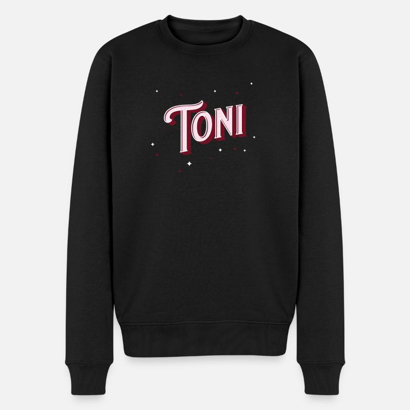 Toni Namen personalisiert - Männer Premium Bio Pullover - Schwarz