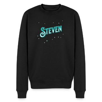 Steven Namen personalisiert - Männer Premium Bio Pullover - Schwarz - Vorne - Nico (187cm)