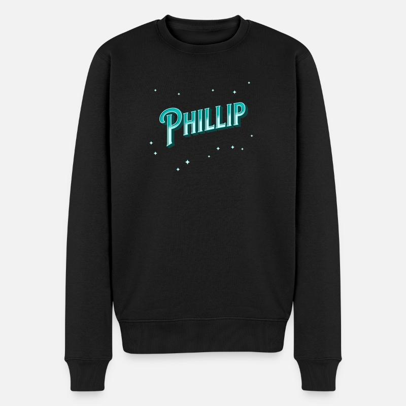 Phillip Namen personalisiert - Männer Premium Bio Pullover - Schwarz
