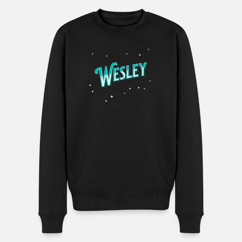 Wesley Namen personalisiert - Männer Premium Bio Pullover - Schwarz
