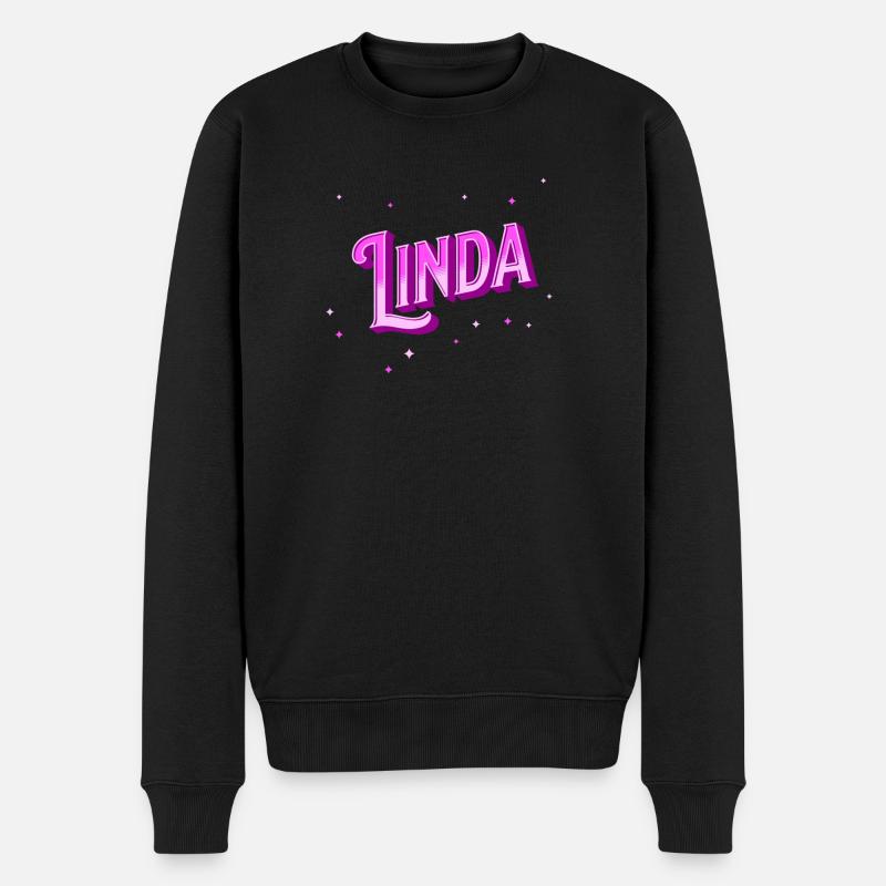 Linda Namen personalisiert - Männer Premium Bio Pullover - Schwarz