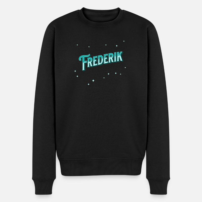 Frederik Namen personalisiert - Männer Premium Bio Pullover - Schwarz