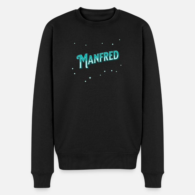 Manfred Namen personalisiert - Männer Premium Bio Pullover - Schwarz