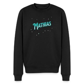 Mathias Namen personalisiert - Männer Premium Bio Pullover - Schwarz - Vorne - Nico (187cm)