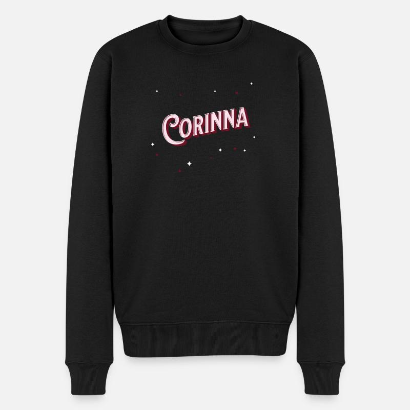 Corinna Namen personalisiert - Männer Premium Bio Pullover - Schwarz