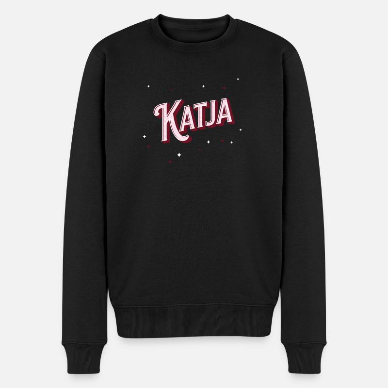Katja Namen personalisiert - Männer Premium Bio Pullover - Schwarz