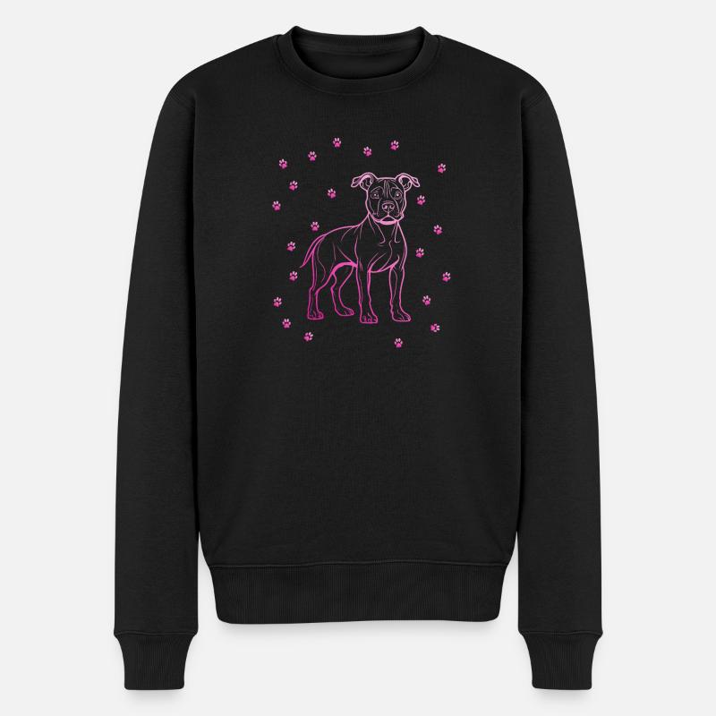 American Staffordshire Terrier mit kleinen Pfoten - Männer Premium Bio Pullover - Schwarz