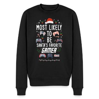 Christmas Xmas Gaming Santa's Favorite Gamer - Men's Premium Organic Jumper - black - Front - Nico (187cm)