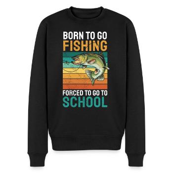 Angeln Né pour aller à la pêche Forcé d’aller à l’école - Pull Premium bio Homme - noir - Devant - Nico (187cm)